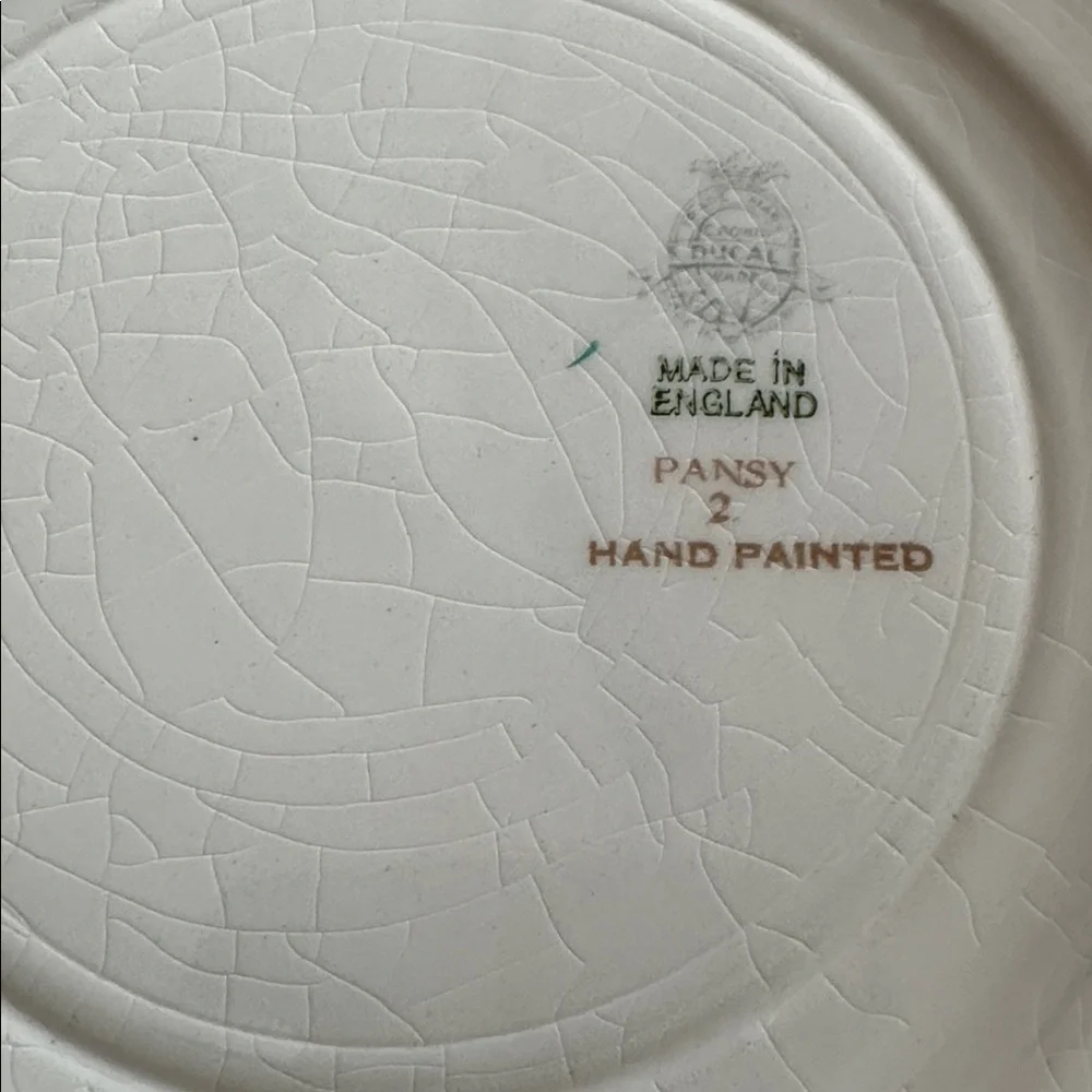 Vintage Crown Ducal Pansy Hand Painted Signed Plate Made in England Floral China